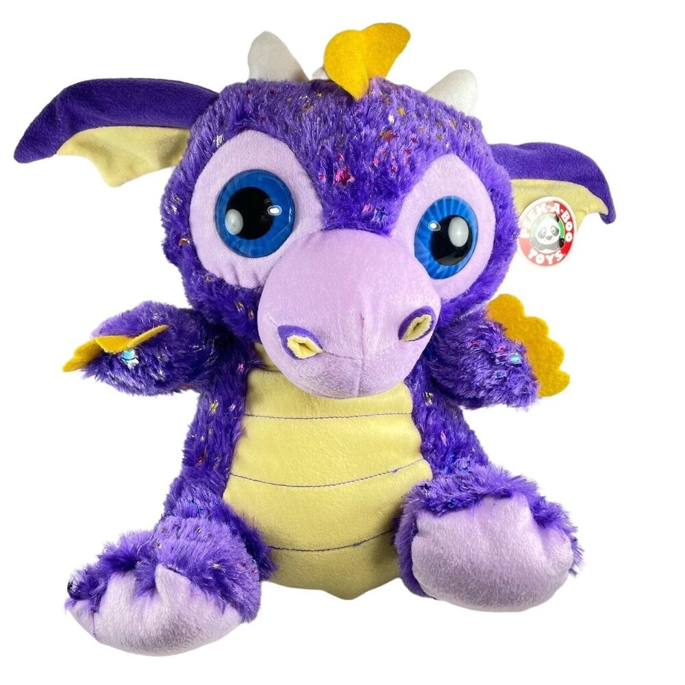 Dragon Wings Plush Purple Glitter Large Eyes Sparkle Stars u 16 in NEW